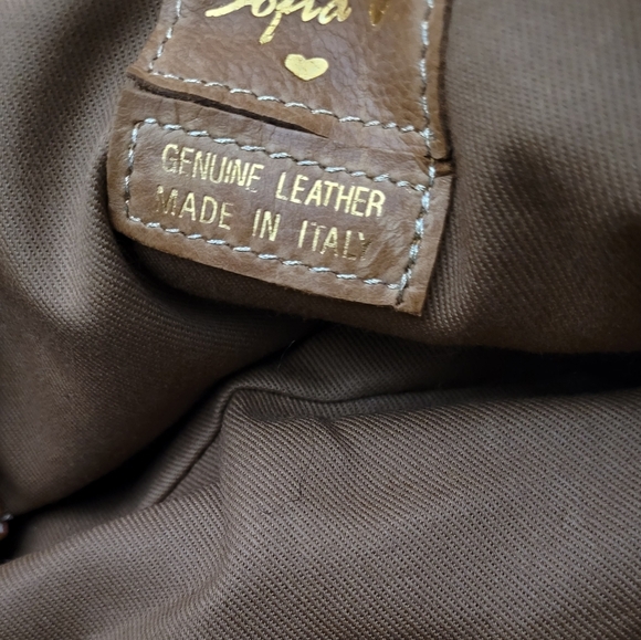 SOFIA C. Made in Italy  Leather Wool Satchel Purse Medium Size - Picture 8 of 10